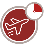 Icon von einem Flugzeug mit einem Timer